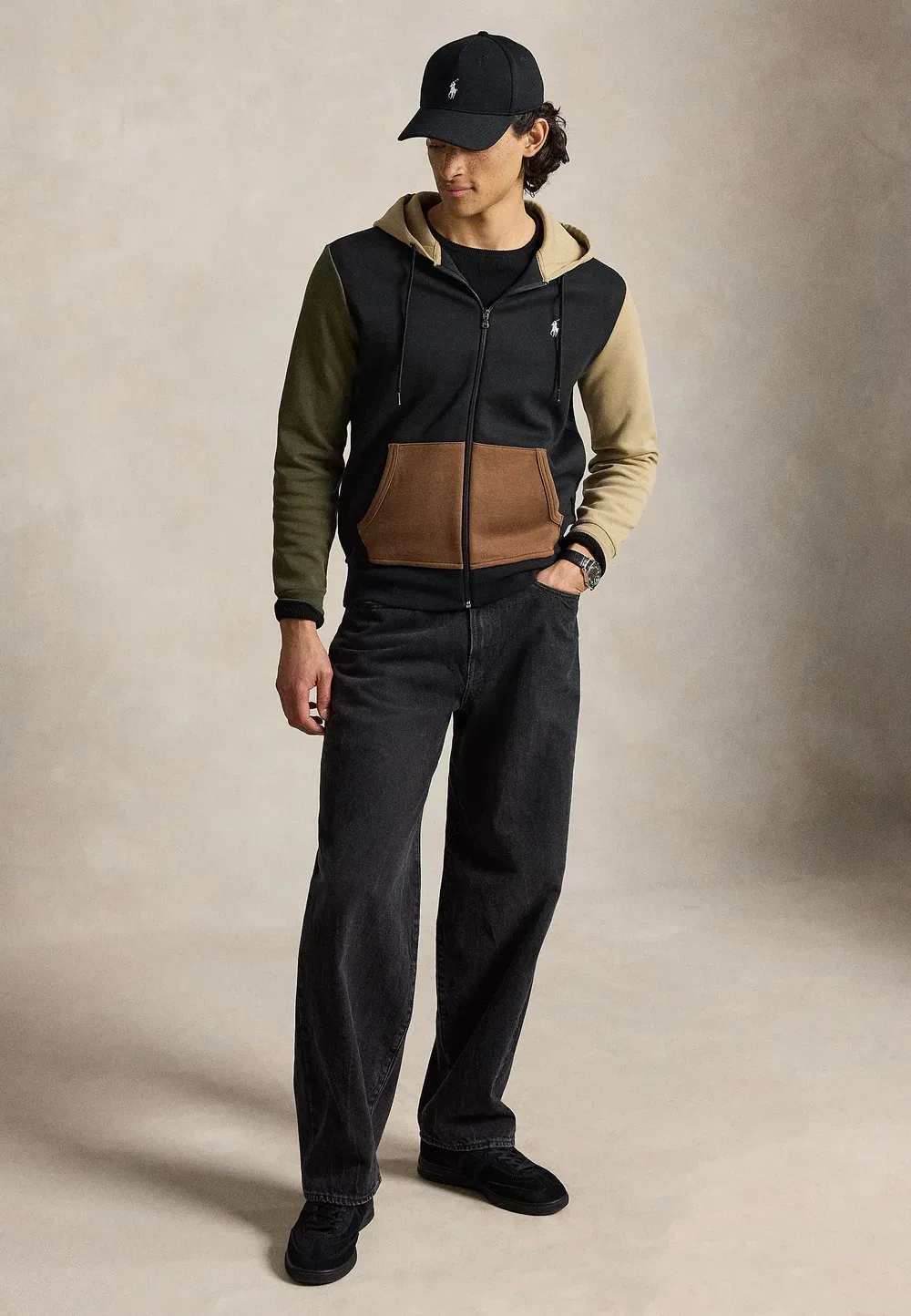 Худи из двойной вязки на молнии - толстовка на молнии Polo Ralph Lauren, Black/Multi-Colored — фото 2
