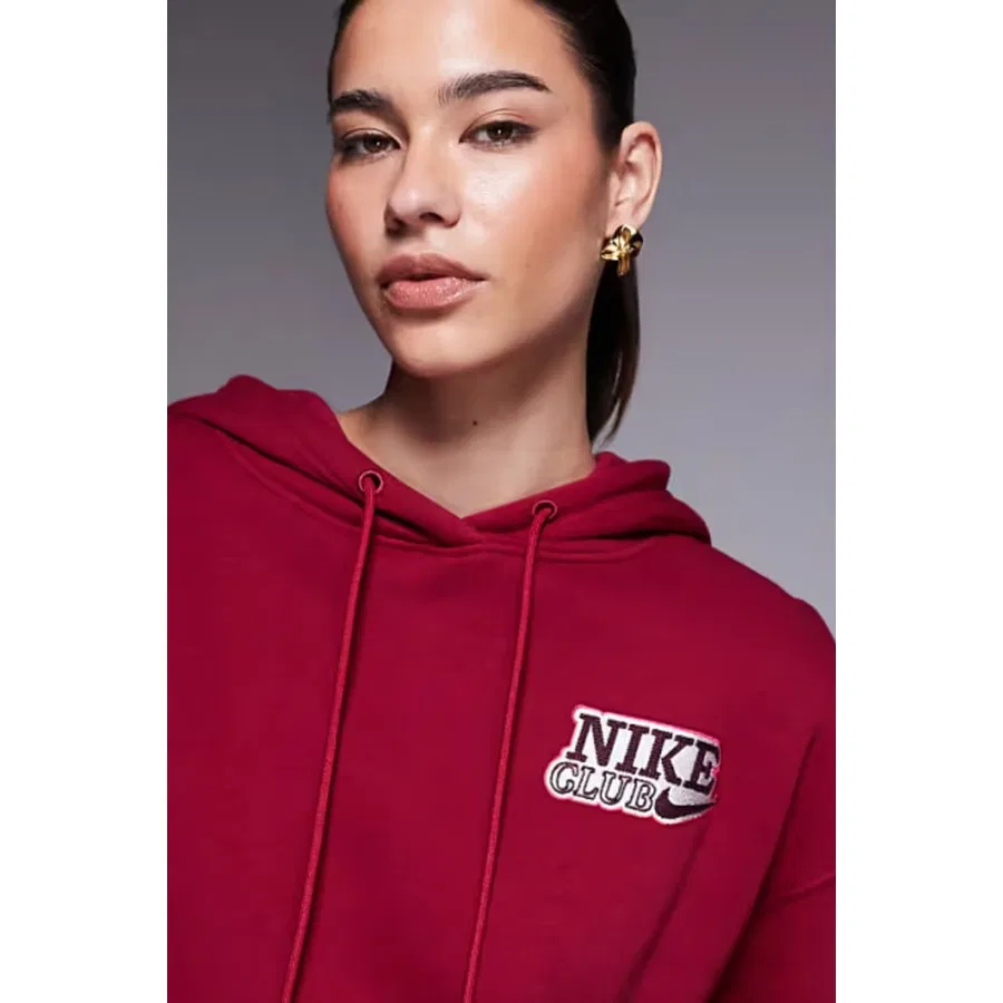 Женский свитшот Oversize с капюшоном Phoenix Fleece Nike, Бордовый — фото 3