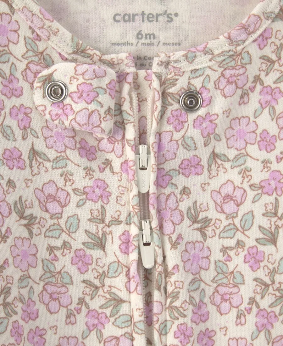 Пижама с длинным рукавом, с принтом, Floral 2-Way Zip Sleep & Play Carter's, Pink Ivory — фото 2