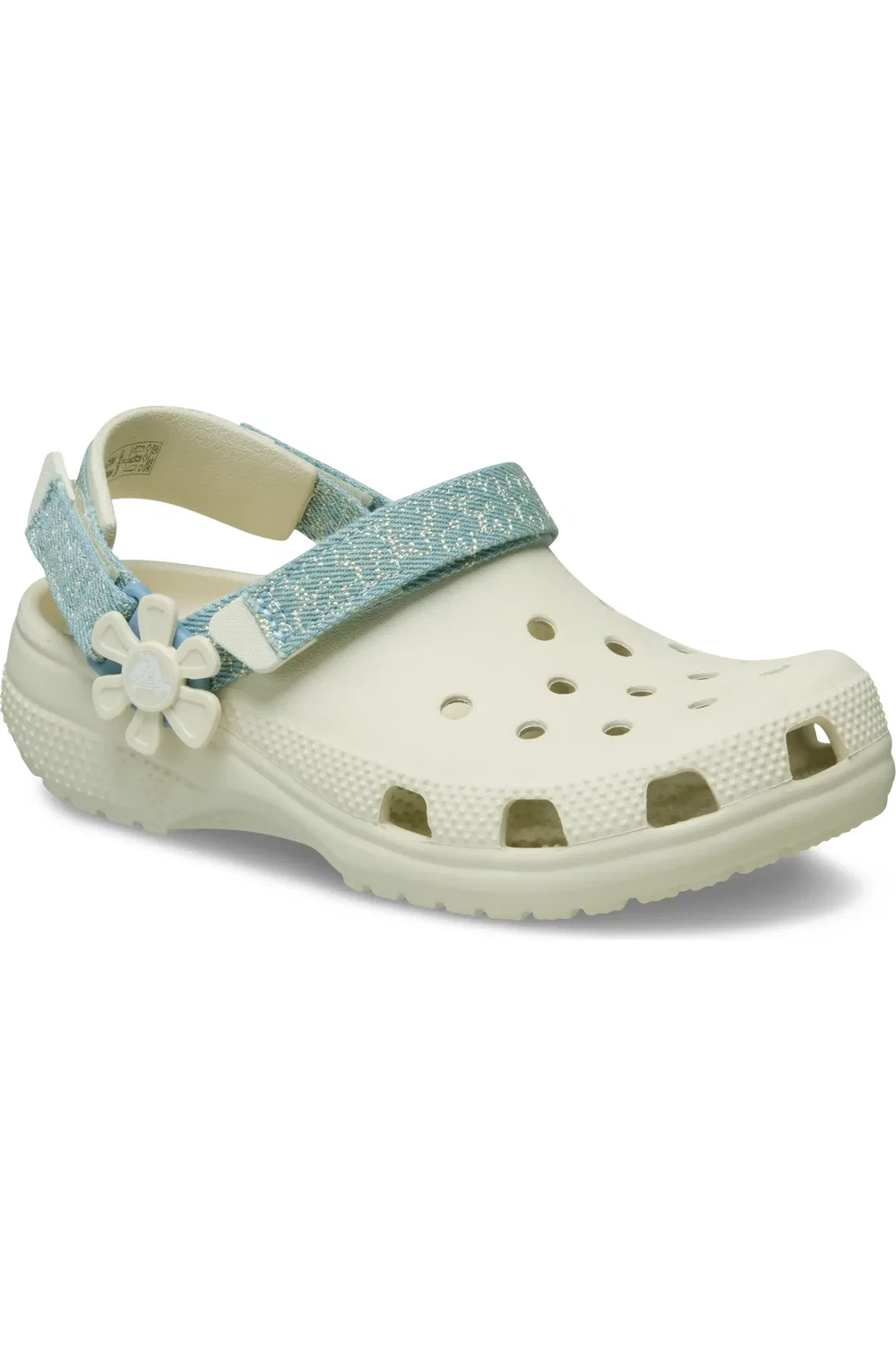 Детские сабо деним с цветком Classic Clog Crocs, Summit White