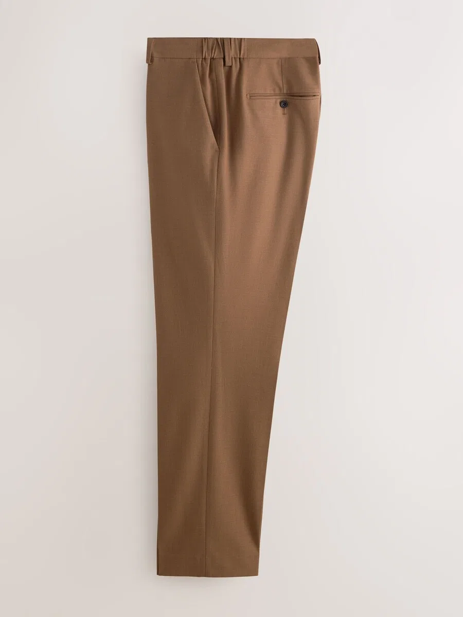 Брюки Next Regular Pleated Pants 'Motionflex' цвета коньяк — фото 2