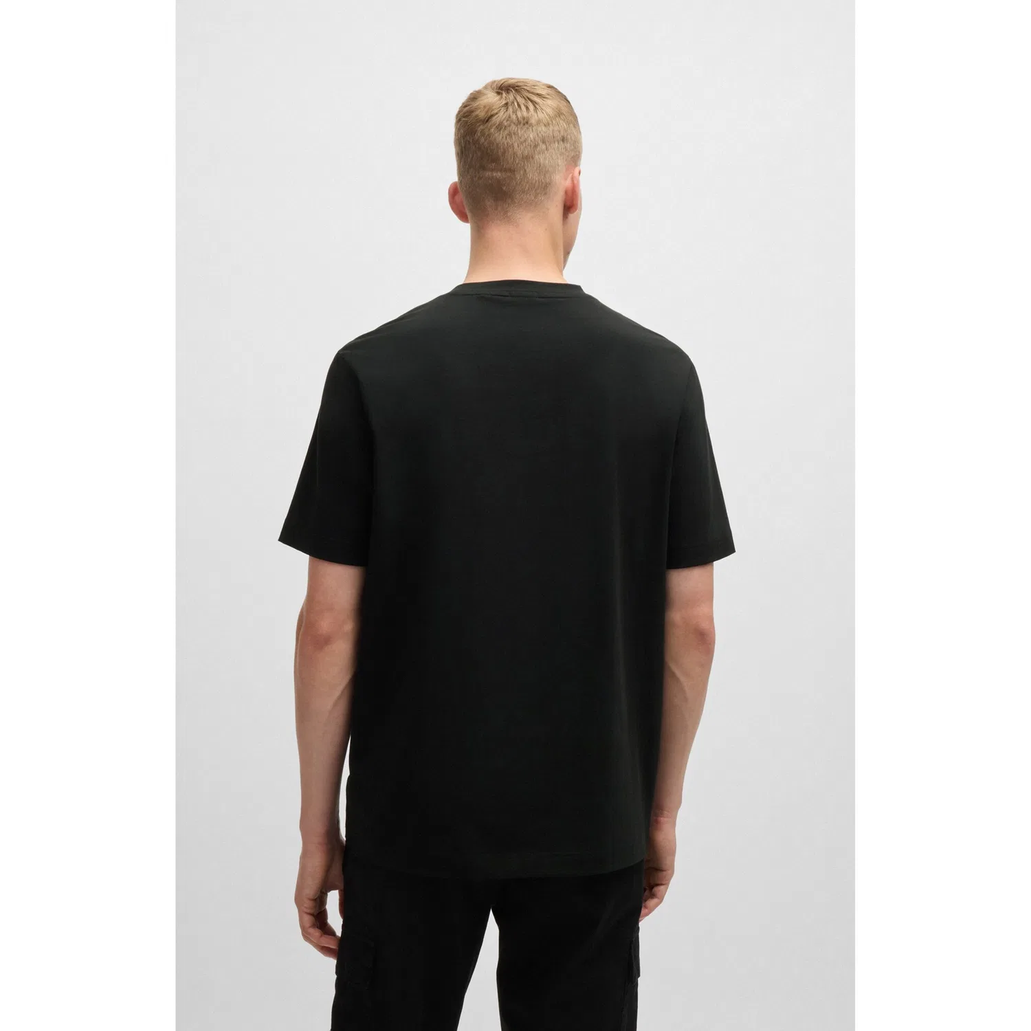 Детская хлопковая футболка с круглым вырезом BOSS ORANGE, Black — фото 4