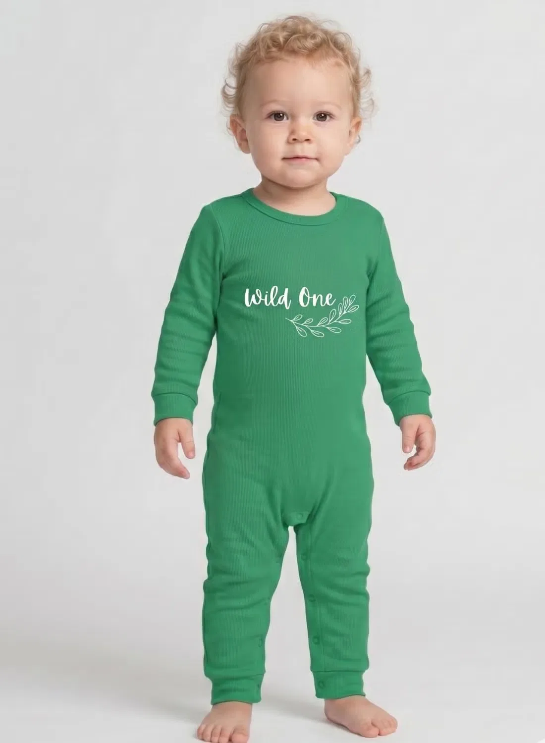 Боди-комбинезон с длинным рукавом Baby wild one Babyqlo, зеленый — фото 3