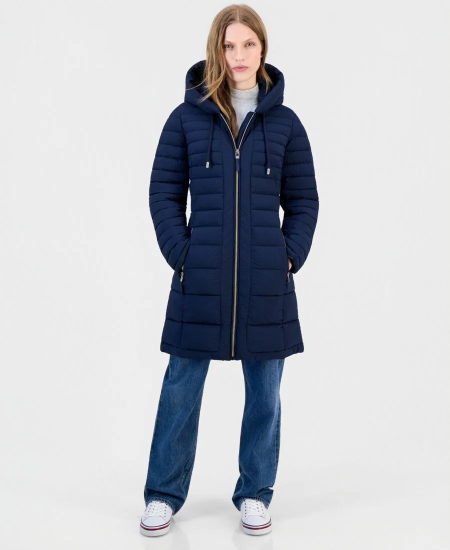 Женское пуховик-пакет с капюшоном, модель Packable Tommy Hilfiger, Dk Navy