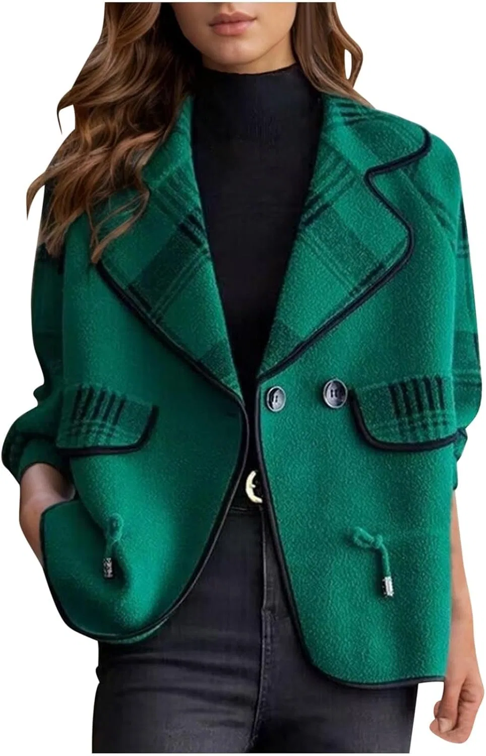 Женский кардиган с принтом, модель Plaid Fuzzy Knit, зелёный