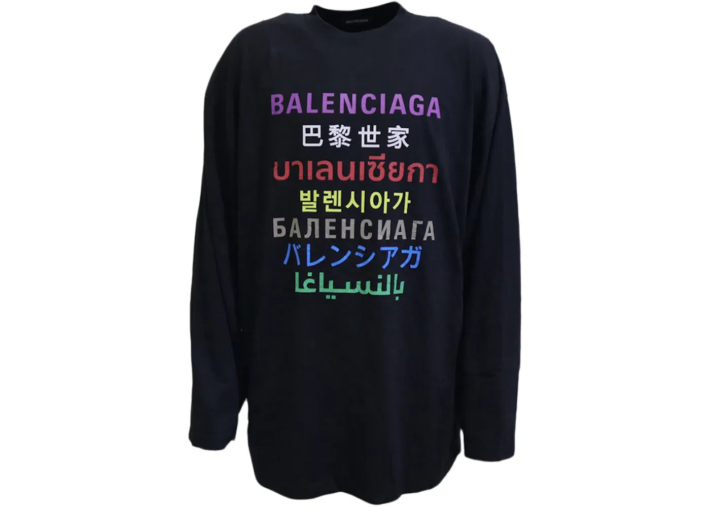 Мужская футболка с длинным рукавом Balenciaga Languages X Large Fit Longsleeve T-Shirt Balenciaga, Black/Multi