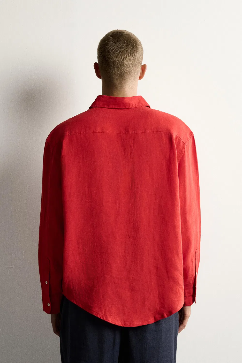 Рубашка свободного кроя из 100% льна. ZARA, Red — фото 3
