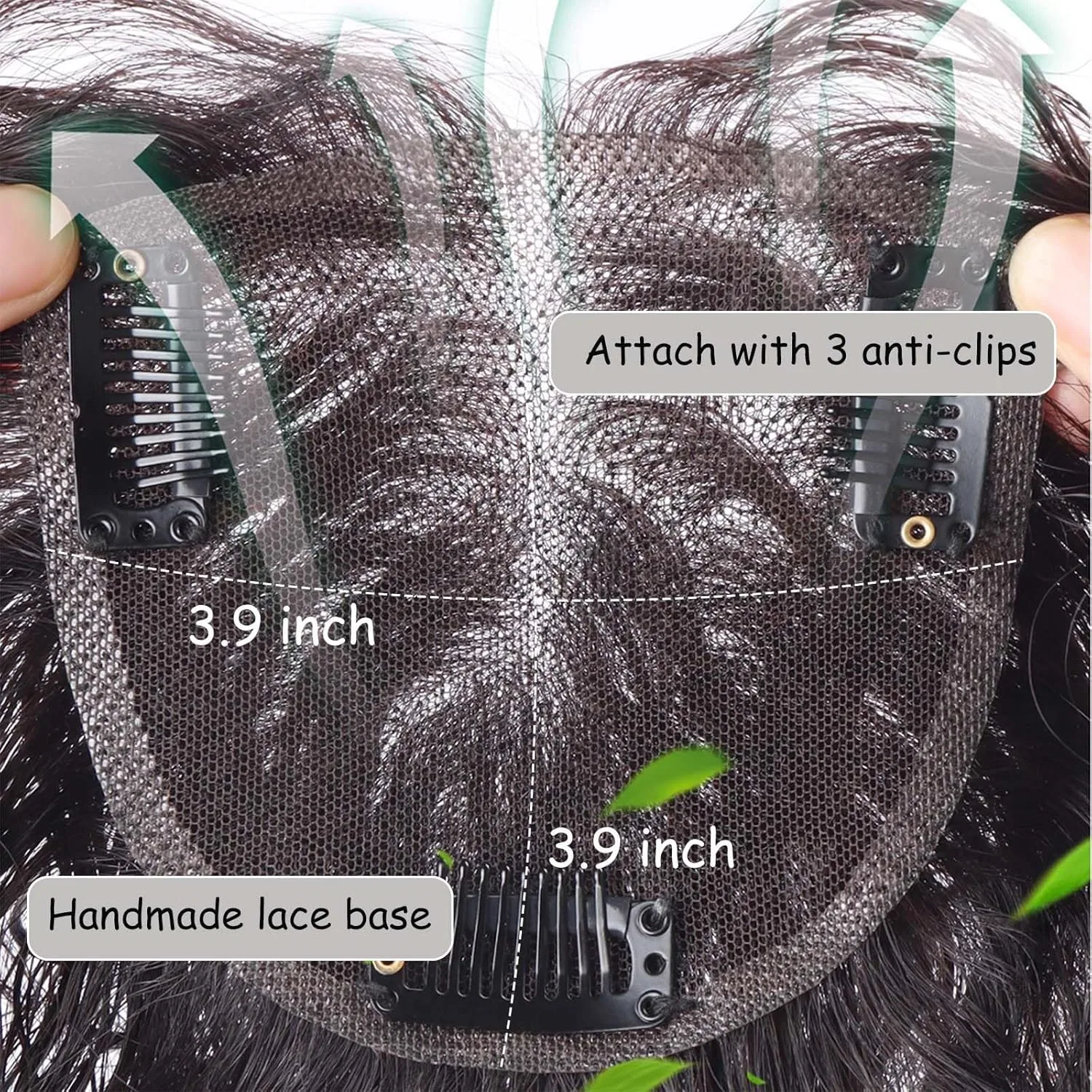 Накладка на волосы Curly Human Hair Topper для женщин с тонкими волосами 25 см Eree Hair, Natural Colour — фото 3