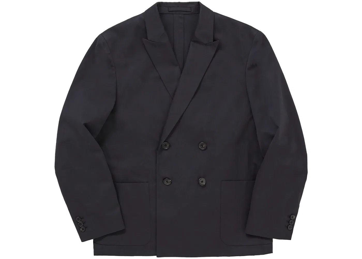Мужской двубортный костюм из хлопка Sea Island с моделью Suit (SS26) Supreme, Black — фото 2