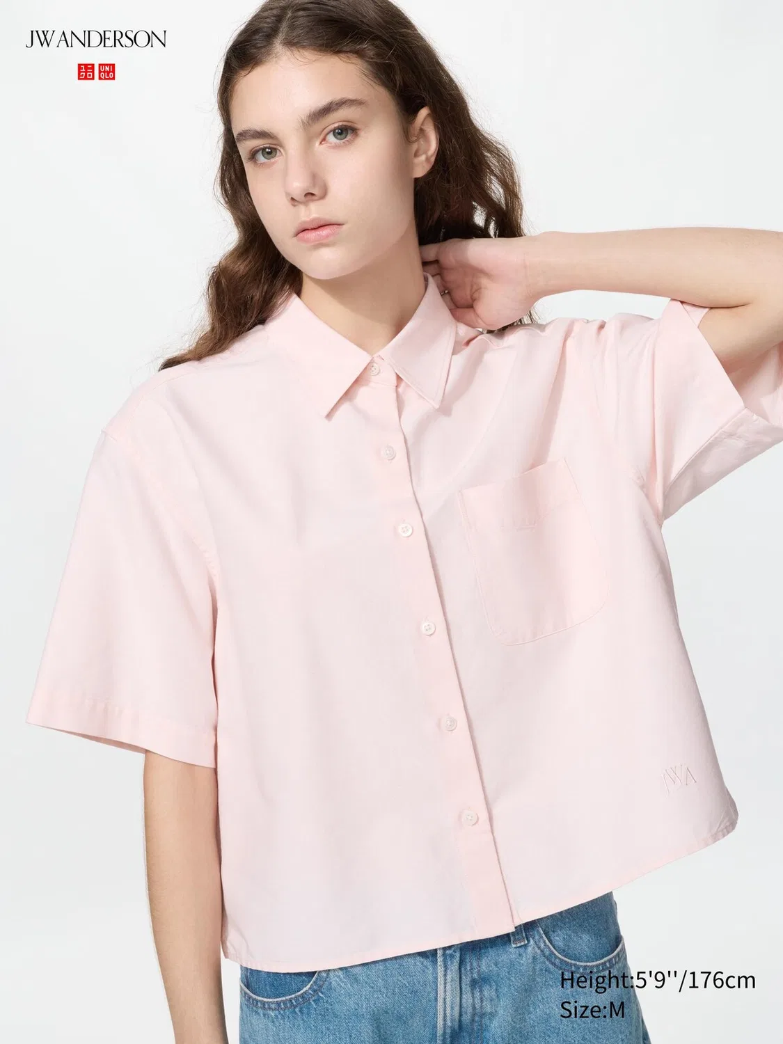 Рубашка Uniqlo, оксфордская ткань с коротким рукавом, розовый