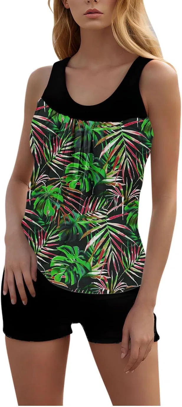 Женский танкини-комплект с завышенной талией Tropical Hawaii Beachwear, Green — фото 2