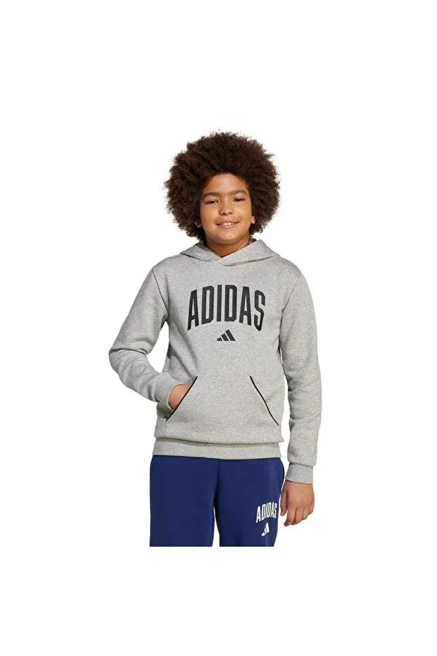 Детские свитшот для девочек с капюшоном Adidas, Gray — фото 2