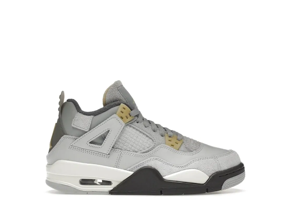 Детские кроссовки с верхом из кожи и замши Jordan 4 Retro SE Craft Jordan, Photon Dust/Pale Vanilla/Off White/Grey Fog/Flat Pewter/Sail