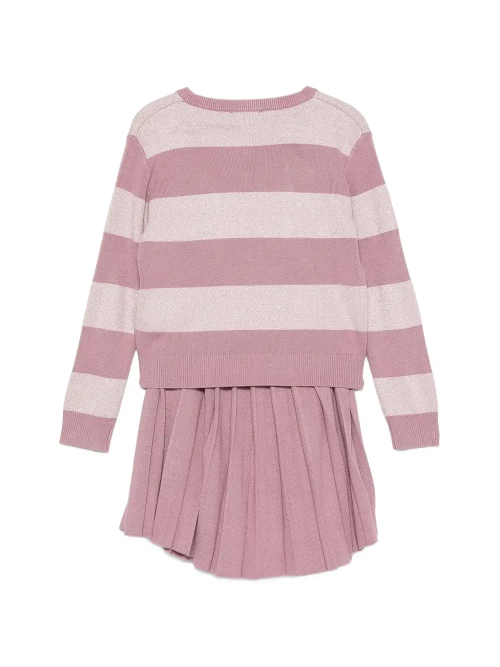 Комплект из полосатой плиссированной юбки и свитера Liu Jo Kids, розовый — фото 2
