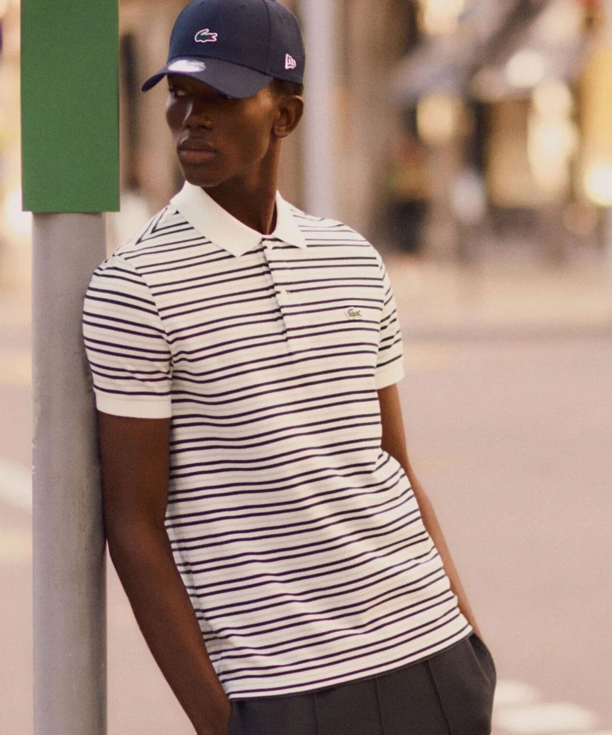 Мужская хлопковая поло с принтом LACOSTE, Black