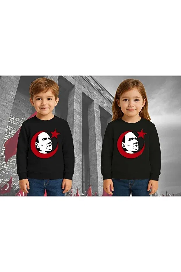 Детское худи с принтом Crescent And Star Sedirli, Black