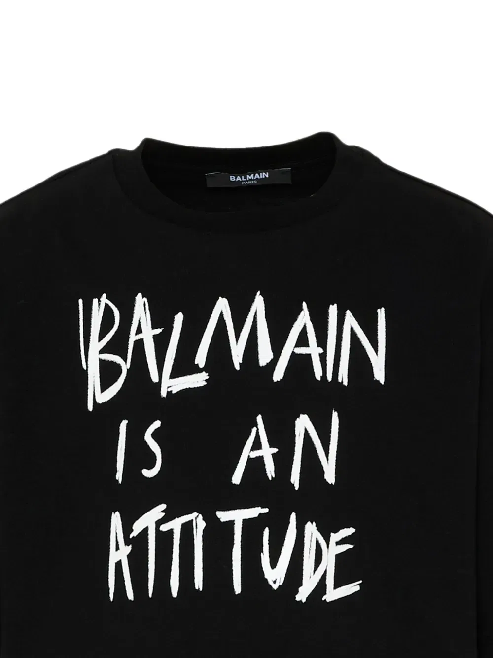 Укороченная футболка с круглым вырезом Balmain Kids, черный — фото 3