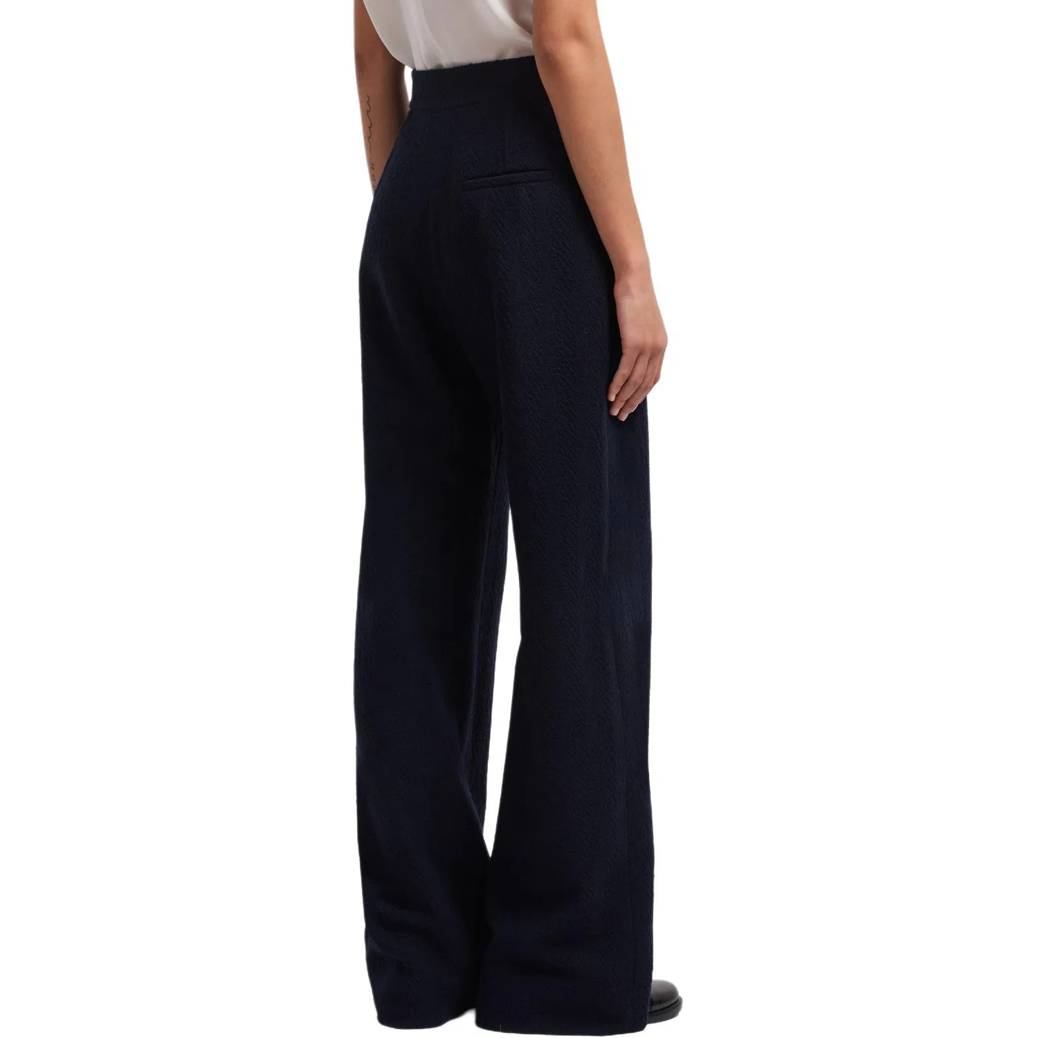 Женские широкие брюки с жаккардовым шевронным узором Emporio Armani, Blue — фото 4