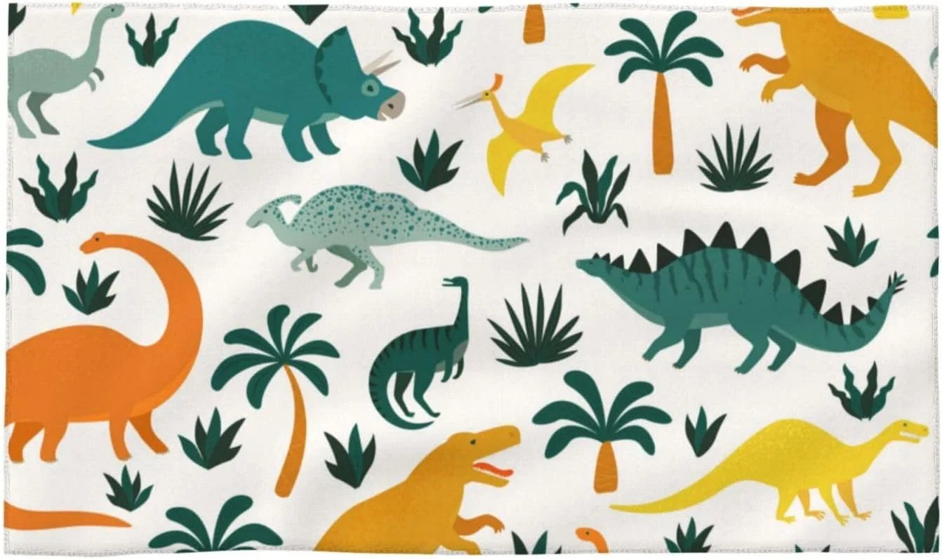 Махровая салфетка для лица Pevtufa, 60x40 см, Dinosaurs and Tropical Leaves