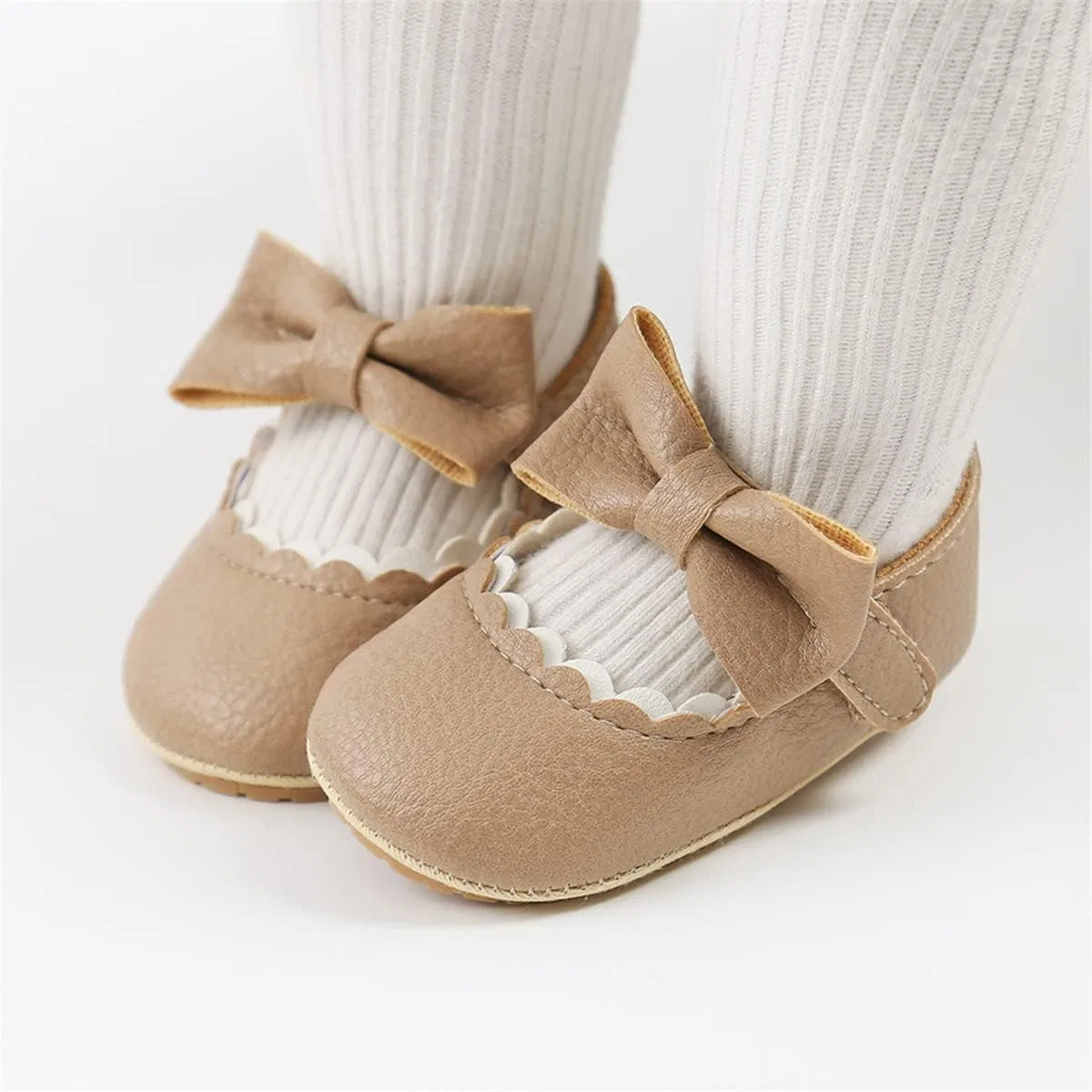 Детские туфли Мэри Джейн для девочек с бантом LAFEGEN, Beige — фото 2