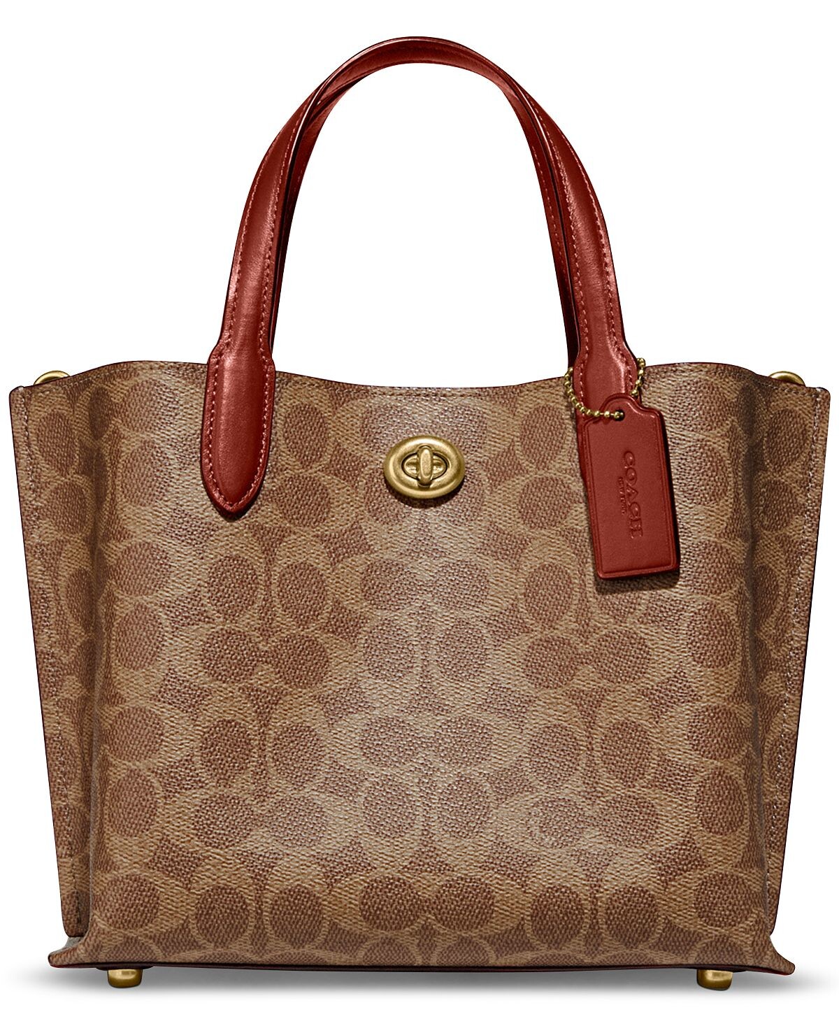 

Сумка-тоут COACH Signature Coated Canvas Willow Tote, коричневый