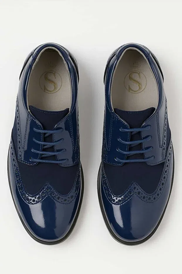 Детские классические туфли для мальчиков с узором Sirri, Navy Blue