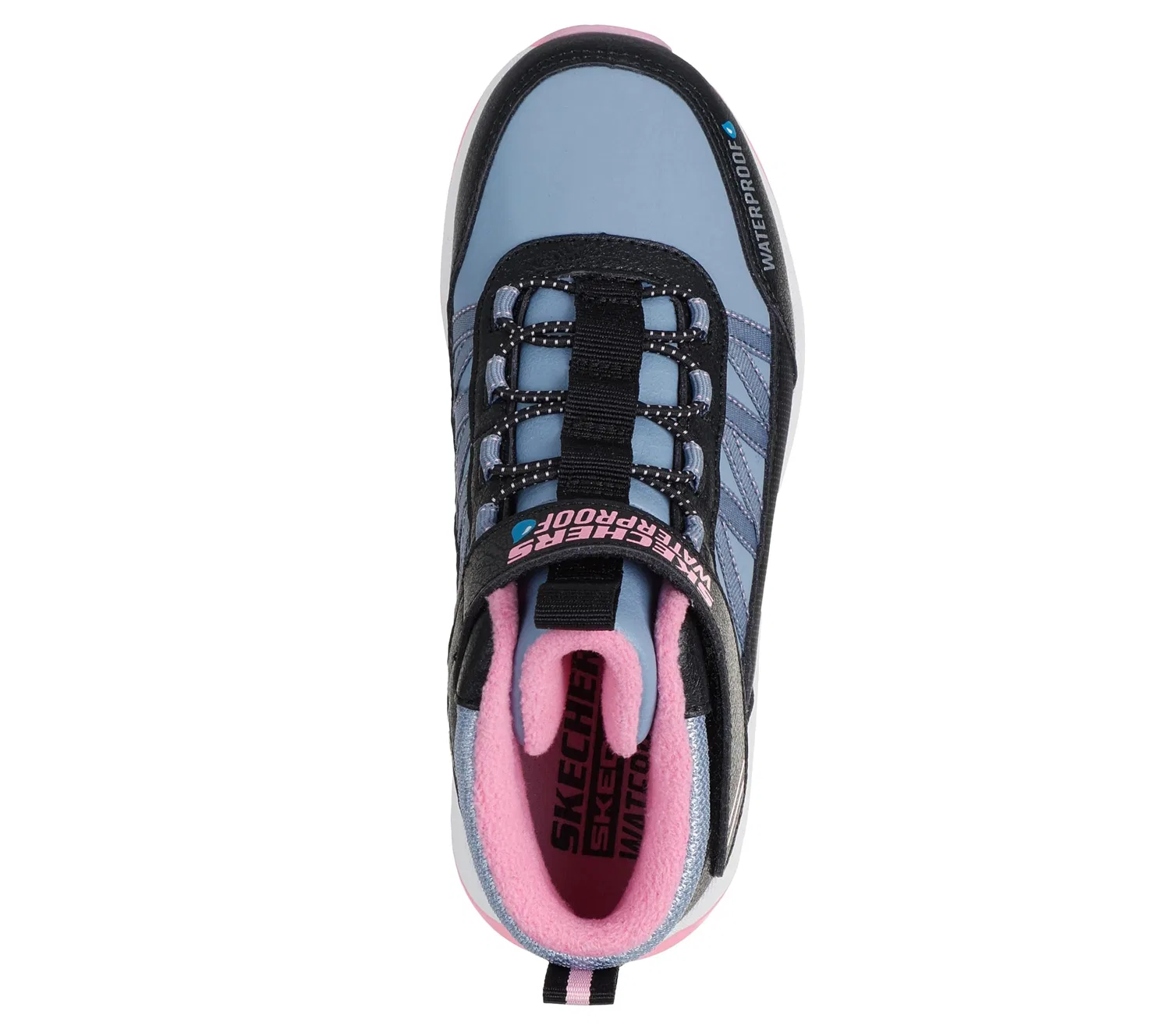 Детские ботинки для девочек водонепроницаемые Storm Blazer Skechers, Black Synthetic Light Pink Trim — фото 3