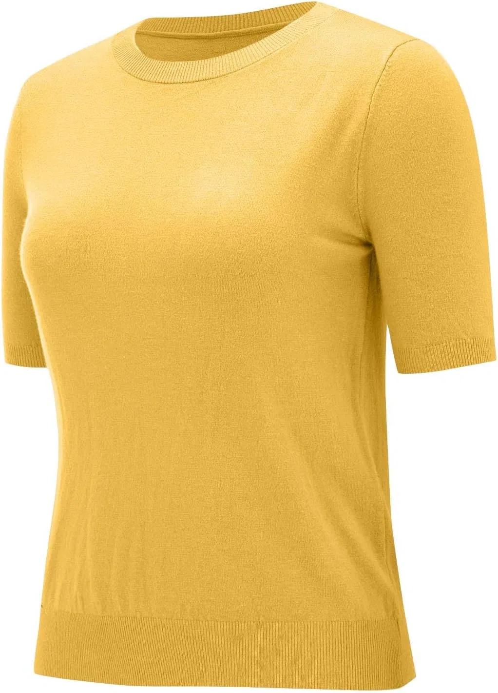 Женская дышащая футболка-свитер с круглым вырезом, Yellow — фото 2