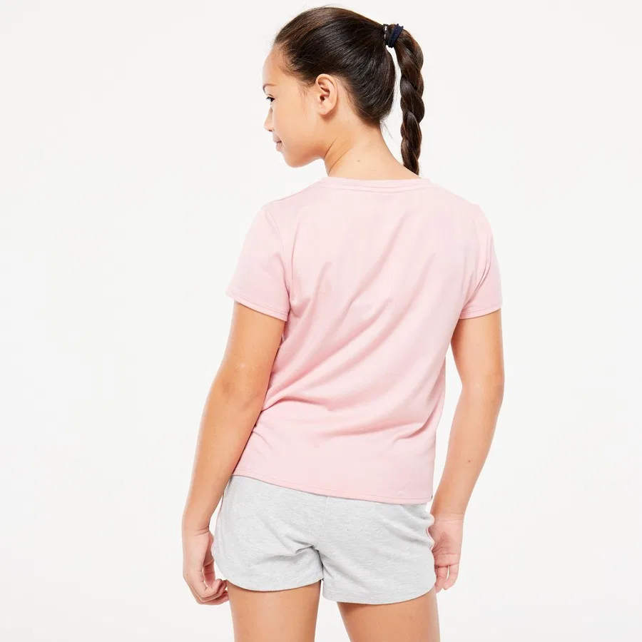 Детская футболка с коротким рукавом, хлопковая, Domyos, Decathlon, Белый — фото 3