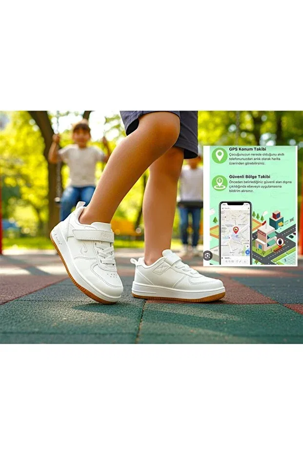 Детские туфли для мальчиков с ортопедической стелькой Smart Gps Tracking Children's Shoes Safe Steps - (With Instant Location Notification) Sepona, White