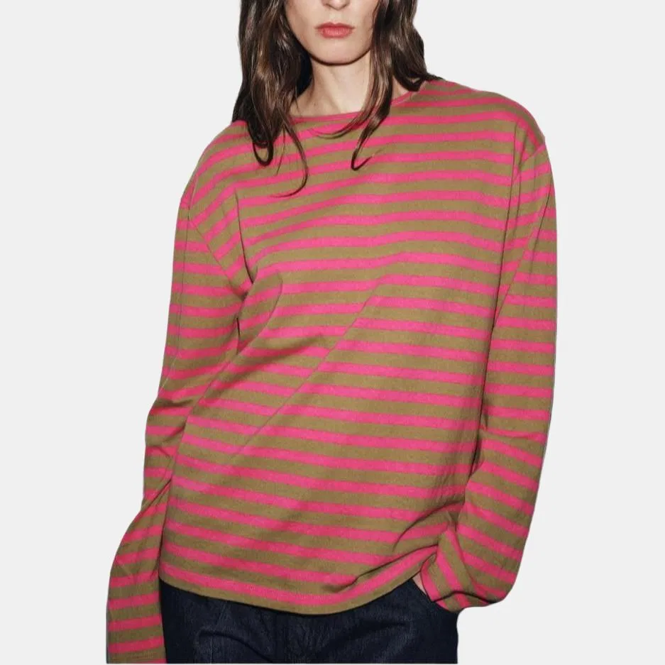 Женская футболка с круглым вырезом Pink ZARA — фото 4