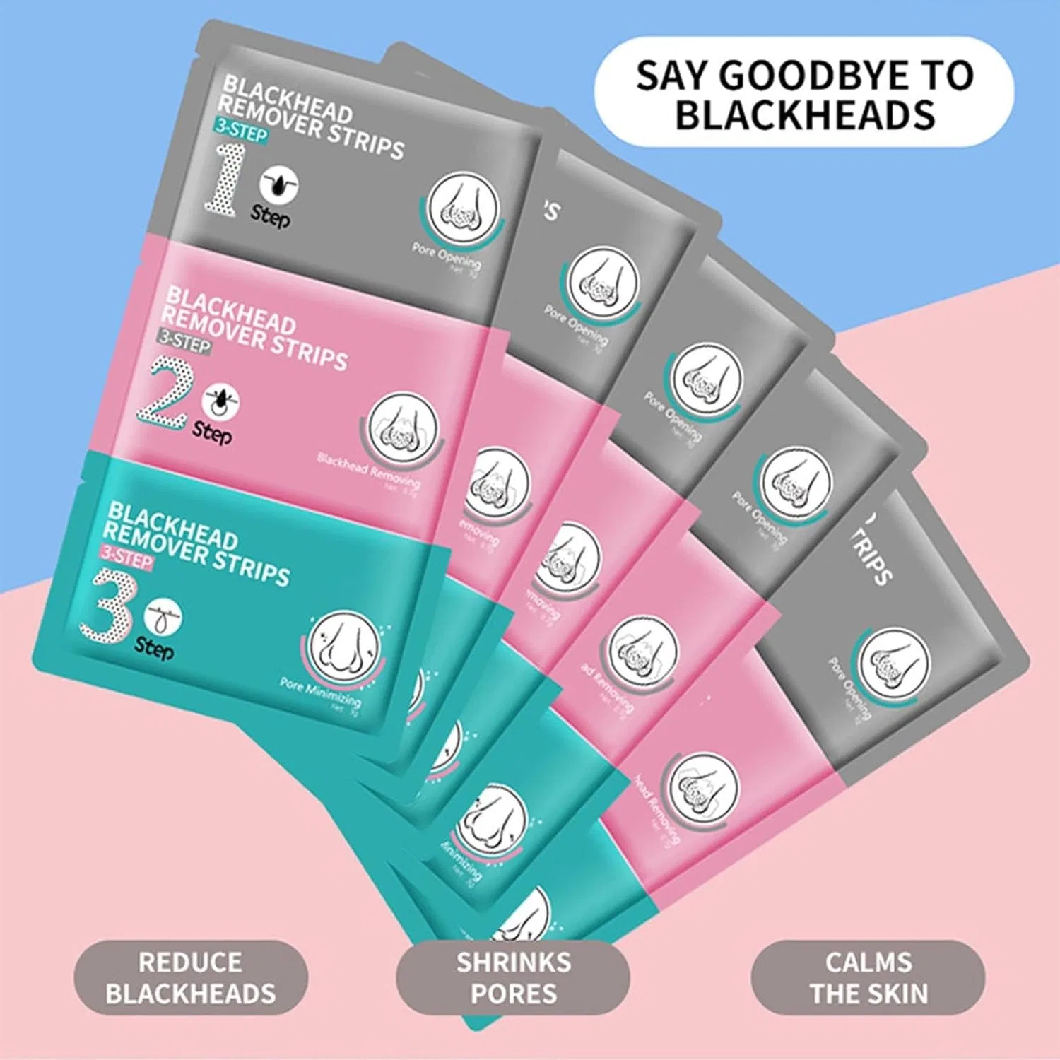 Набор для удаления черных точек Nose Pore Strips 3 Step Kit, 8 шт Generisch — фото 3