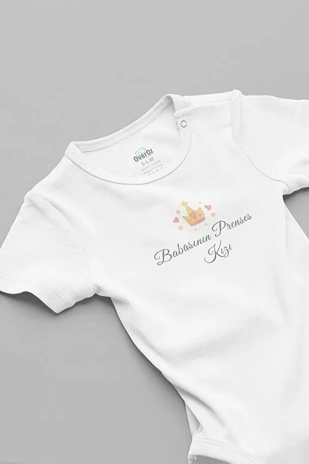 Детское боди для новорожденных с принтом Dad Written Bodysuit Dad's Princess Daughter Written Baby Bodysuit 5919 Overoz, White