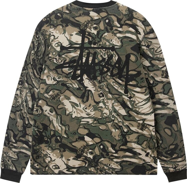 Лонгслив Stussy Basic Stock Long-Sleeve Thermal 'Veil Camo', разноцветный — фото 3