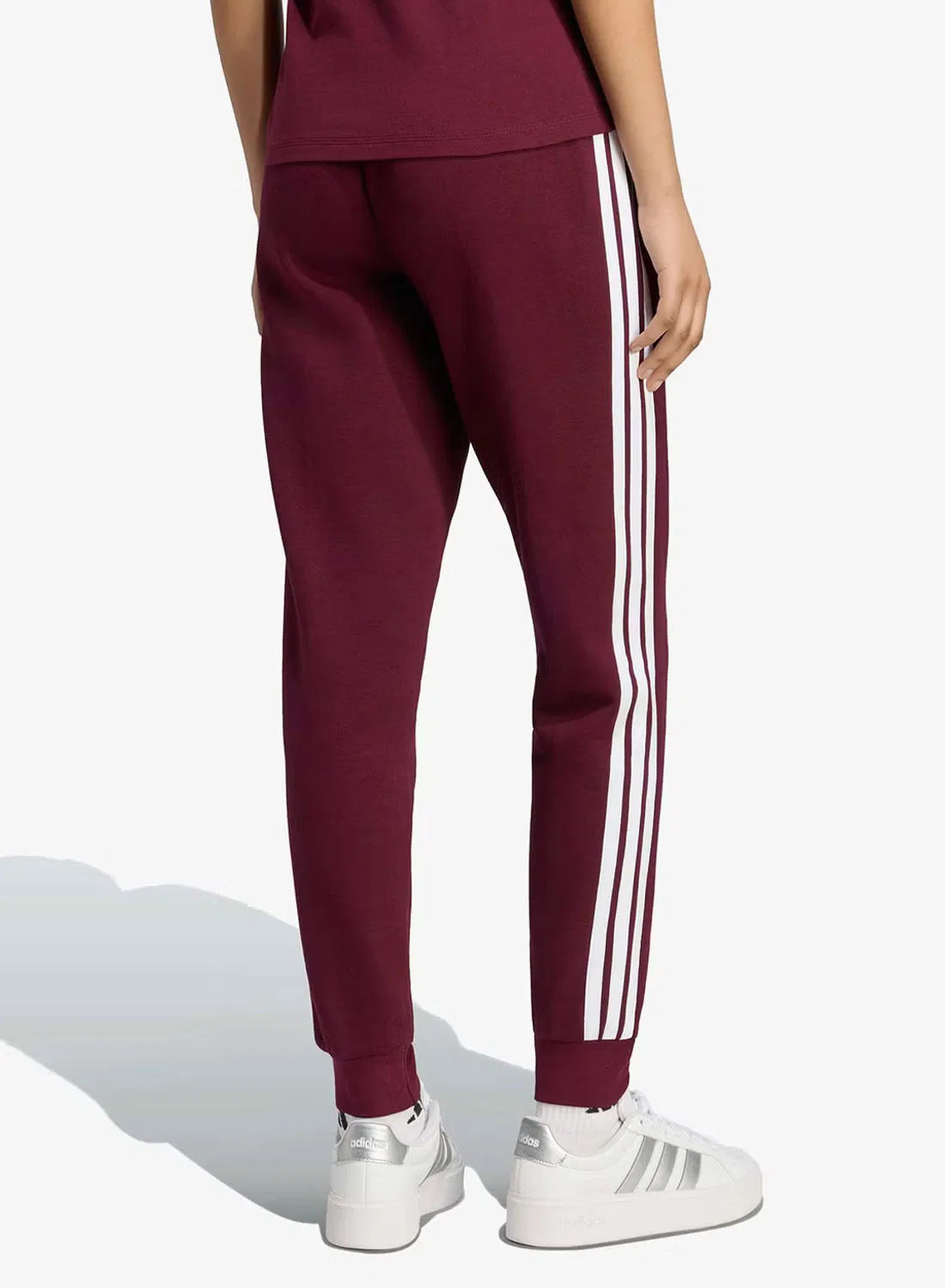 Штаны из флиса с логотипом 3-Stripes Adidas, бордовый — фото 2