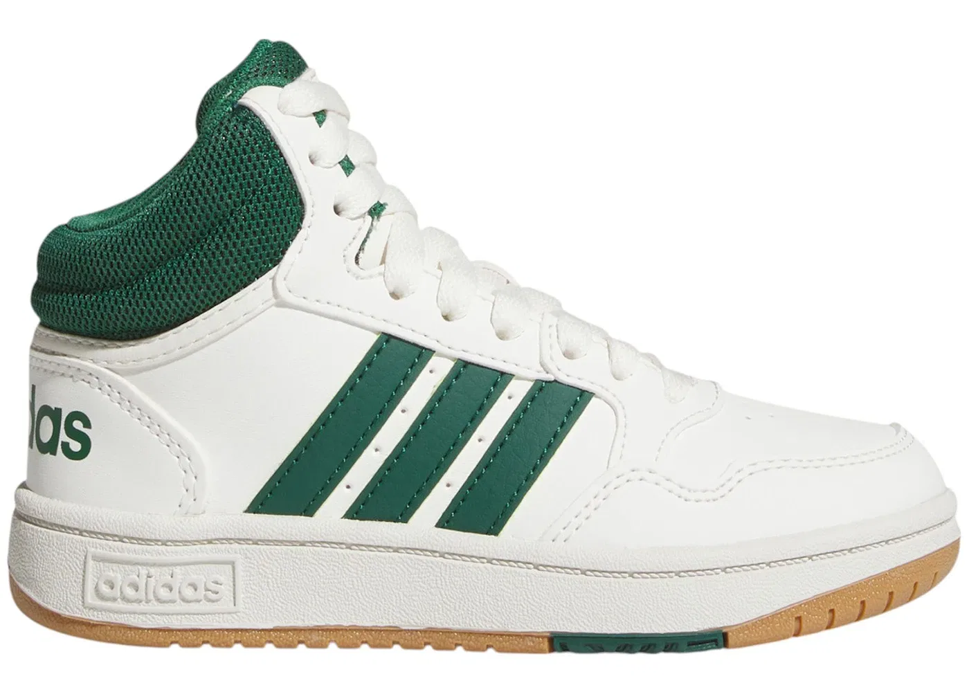 Детские кроссовки с высоким верхом Adidas Hoops Mid, Core White / Collegiate Green / Gum