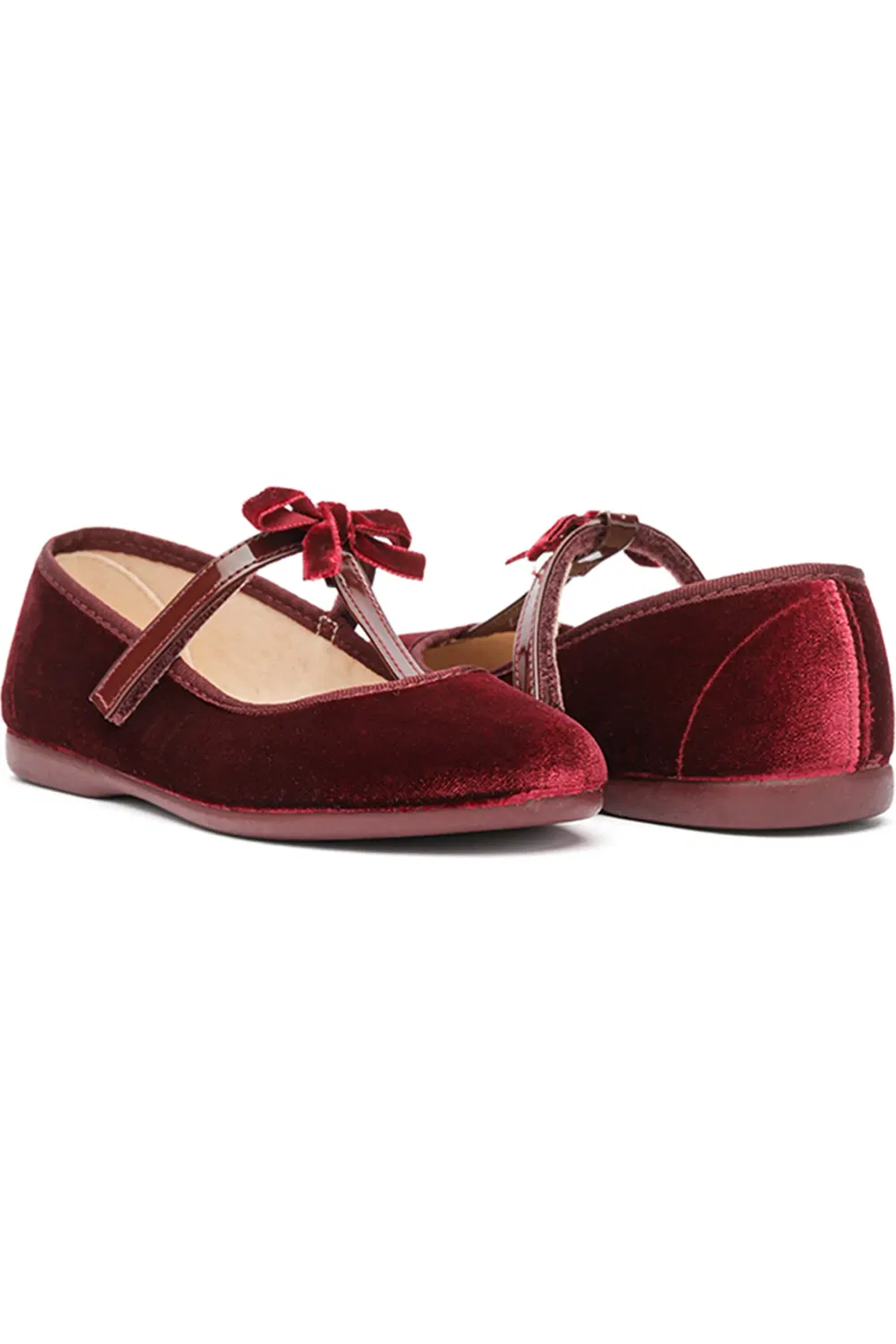 Детские туфли на T-образном ремешке из велюра CHILDRENCHIC, Burgundy