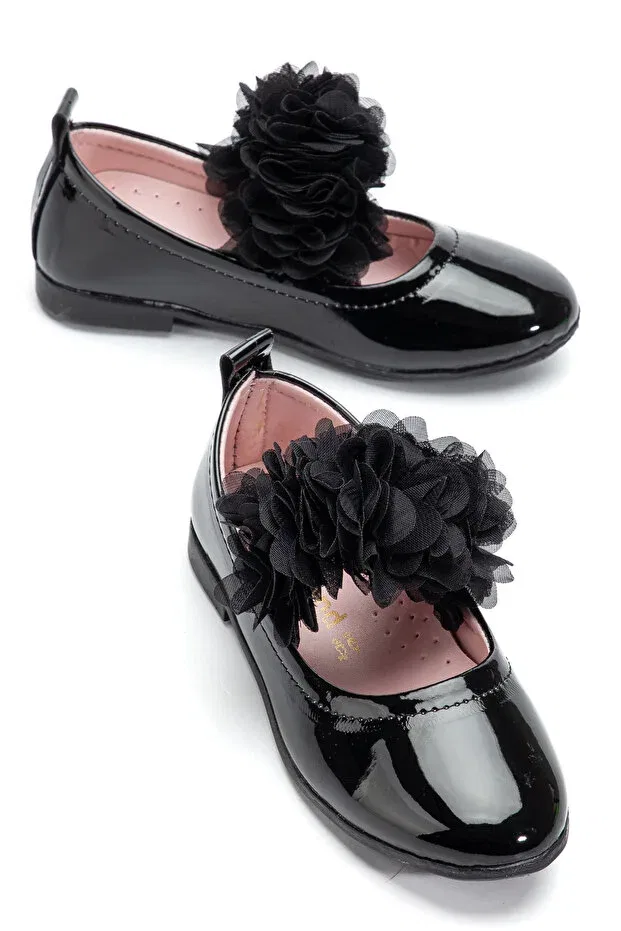 Детские балетки для девочек с бантом Two-Layer bow tie ballerina shoes Shr Kids, Black — фото 2