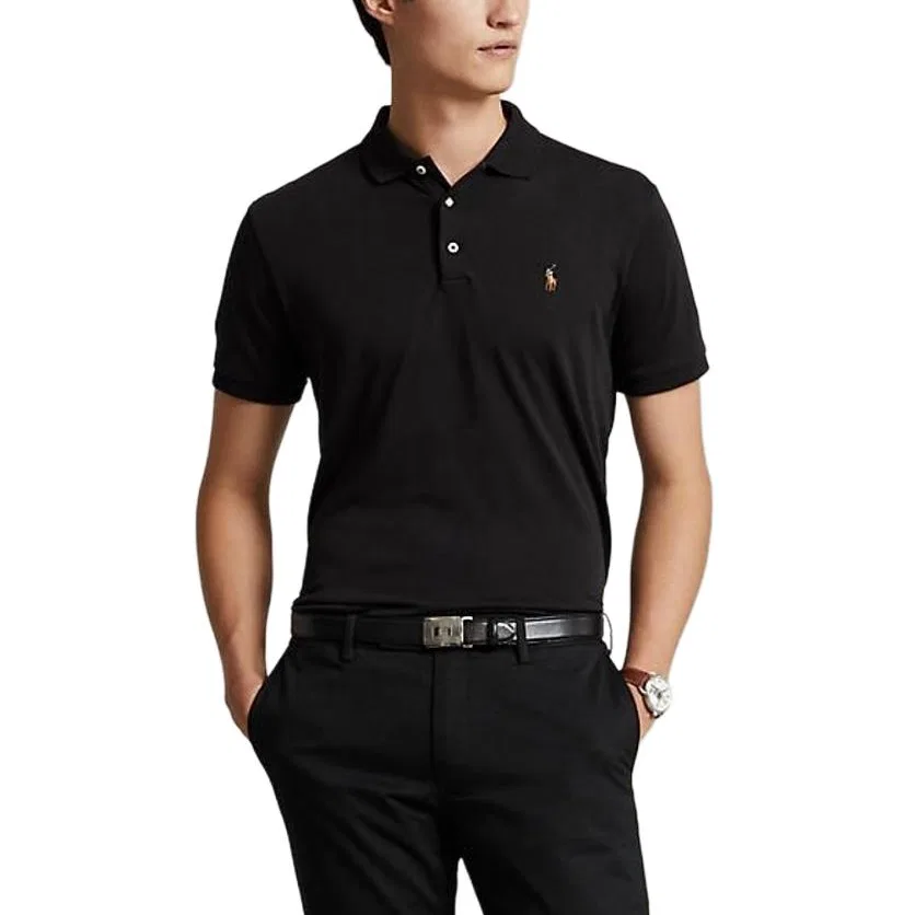 Мужское поло Custom Slim Fit Polo Ralph Lauren, Black — фото 3