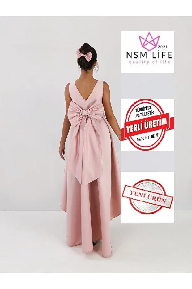 Детское платье для девочек асимметричное с запахом 2021 Nsm Life Quality Of Life, Powder — фото 3