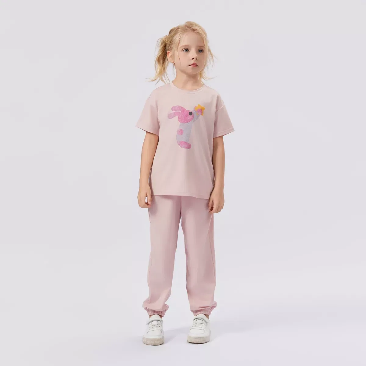 Детский комплект футболки и штанов с принтом Rabbit Laimi Bloom, Pink