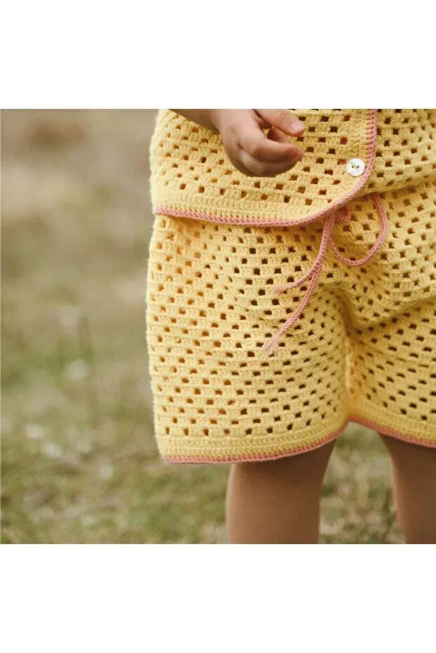 Детские шорты для девочек хлопковые Rainbow organic cotton shorts Bienvenu Baby, Sarı — фото 2
