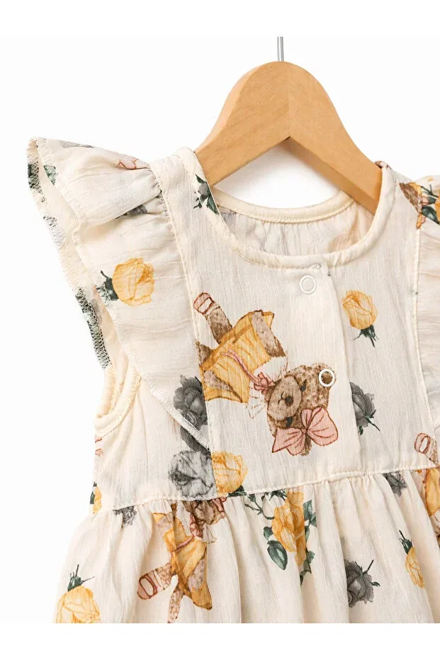 Детское платье для девочек хлопковое For My Baby, Bear-Mustard — фото 4