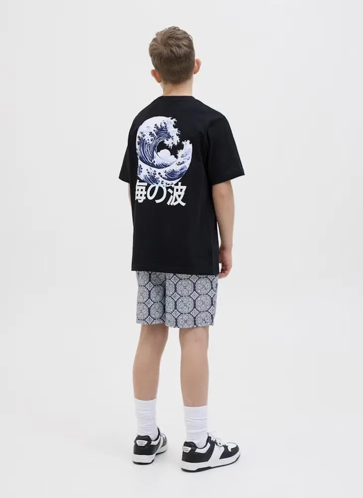 Шорты детские с принтом Jack & Jones Junior, синий — фото 2