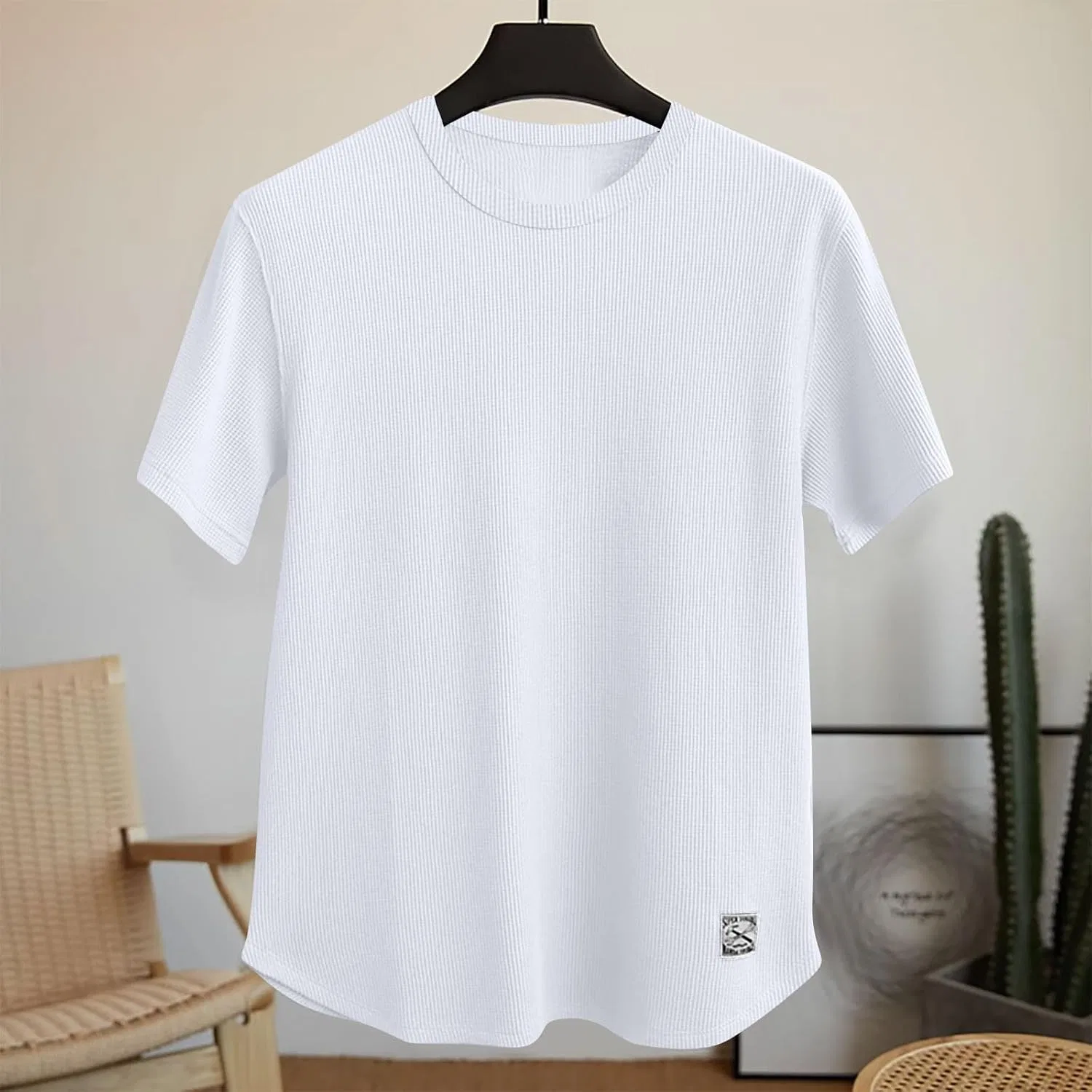 Мужская футболка с коротким рукавом Casual Knit Shirts Generic, White — фото 3