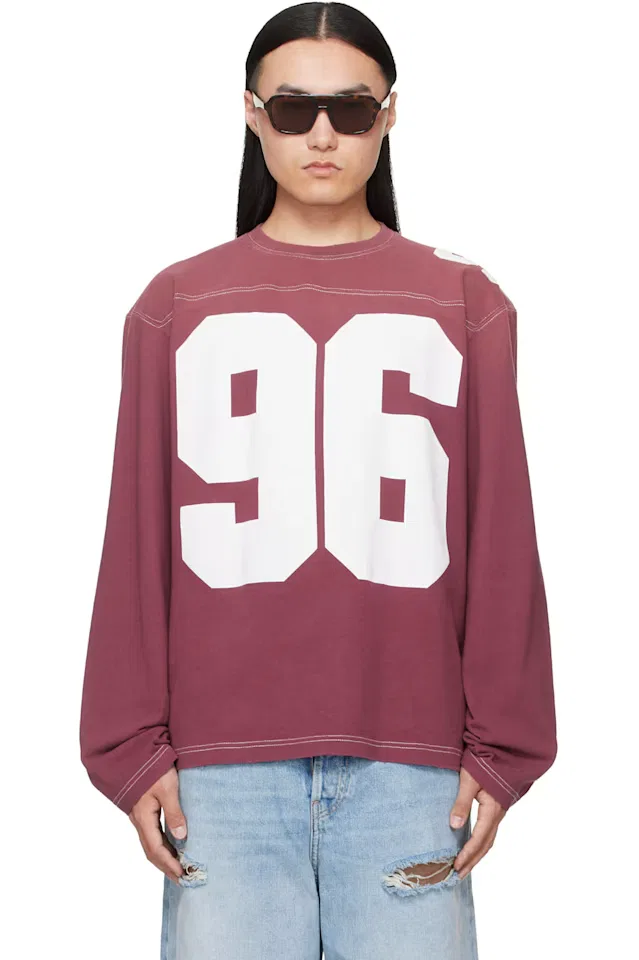 Футболка с логипом бордового цвета Acne Studios