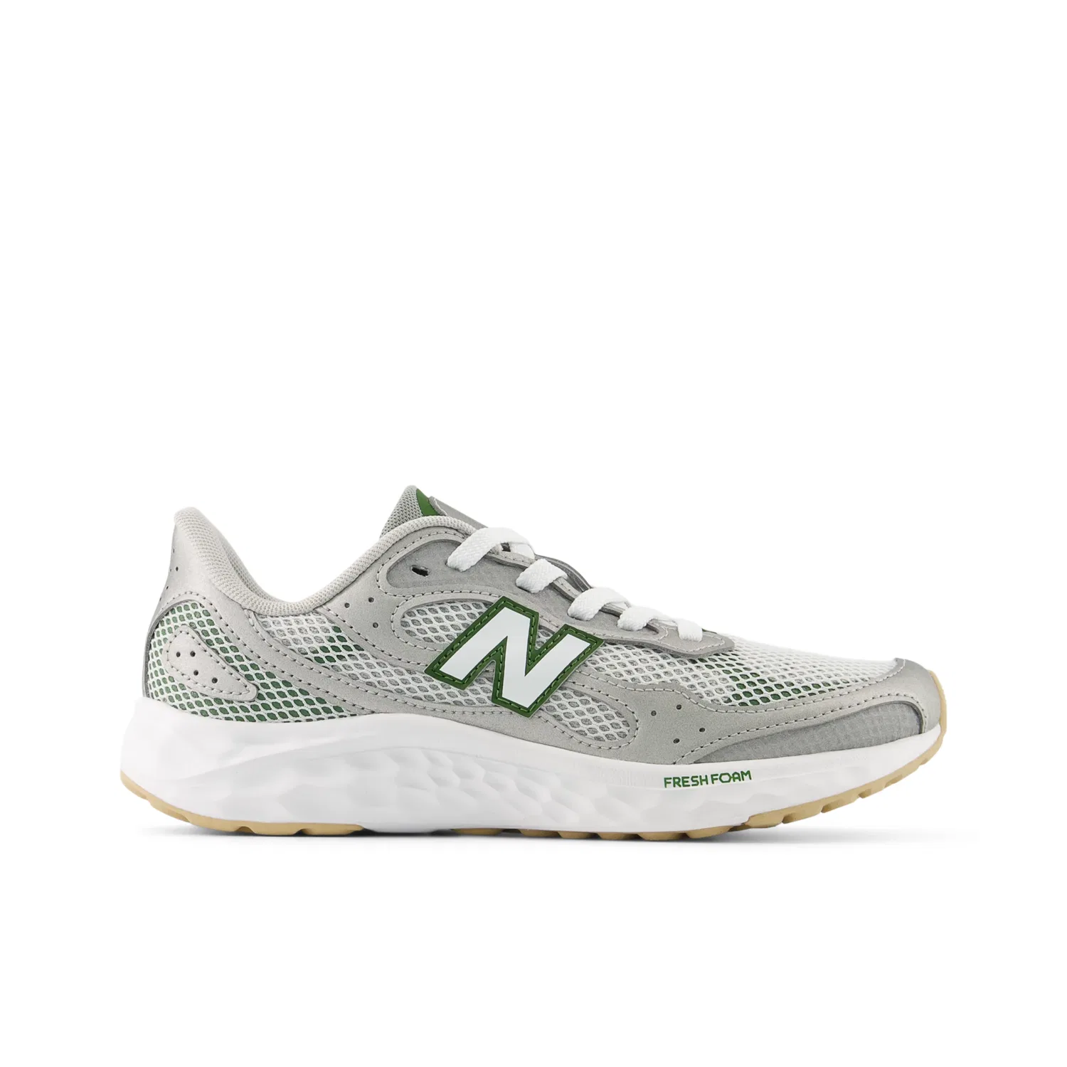Детские кроссовки на шнуровке с амортизацией Fresh Foam Arishi Lux Lace New Balance, Raincloud With Dark Metallic Silver And Alpine Green