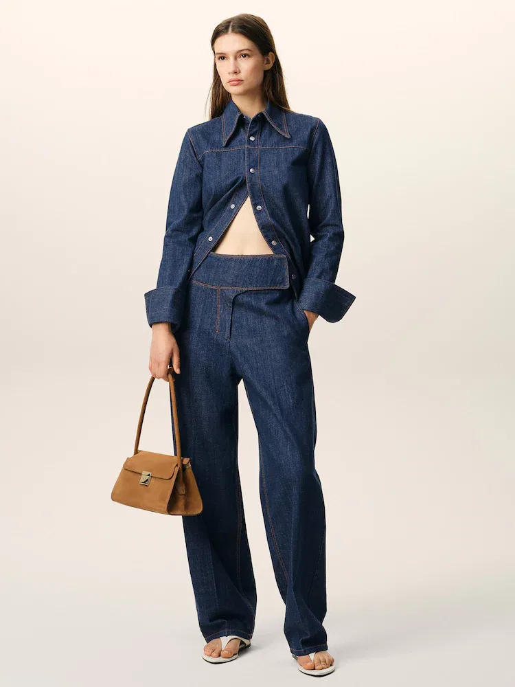 Джинсы balloon fit с запахом, Indigo AMI PARIS