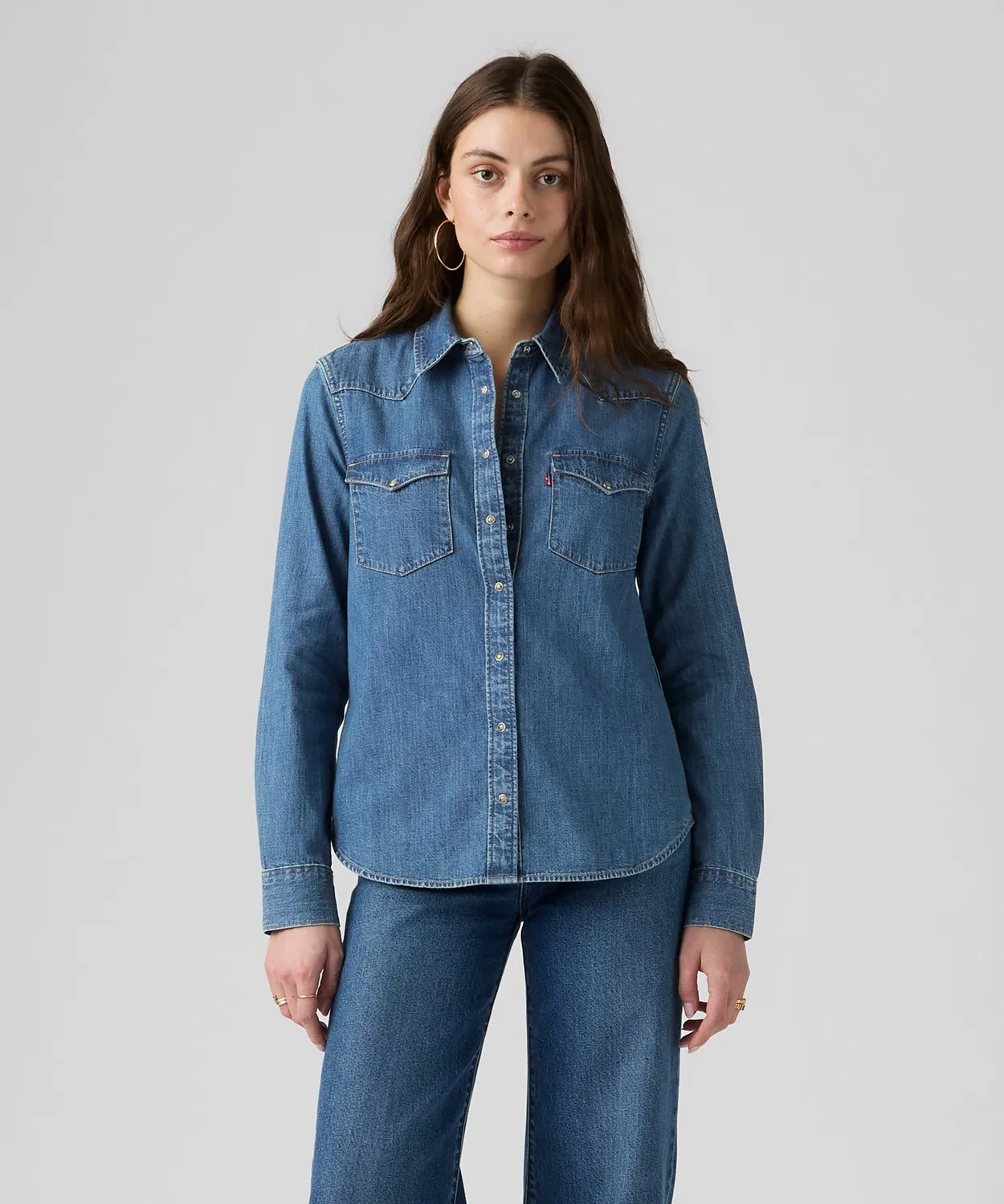 Женская джинсовая рубашка с длинным рукавомHeritage Western Levi's, Indigo Blue — фото 2