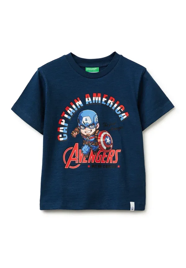 Футболка с принтом "Мстители" от Marvel United Colors Of Benetton, синий